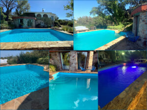 der wundervolle Pool liegt direkt vor der Schlafzimmertür der Villa Sa Petra Ruja